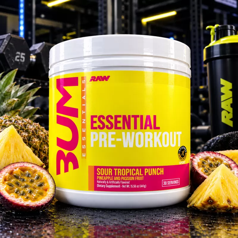 BUM ESSENTIAL PRE-WORKOUT SOUR TROPICAL PUNCH 30 SERVIDAS