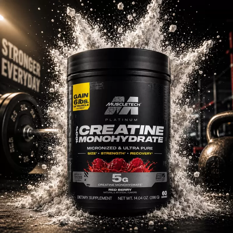 MUSCLETECH CREATINA MONOHIDRATADA RED BERRY 400G / 60 SERVIDAS