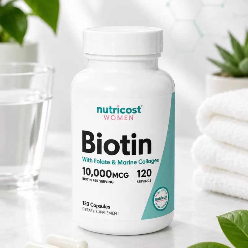 NUTRICOST BIOTIN WOMEN FOLATE AND MARINE COLLAGEN 120 TABLETS