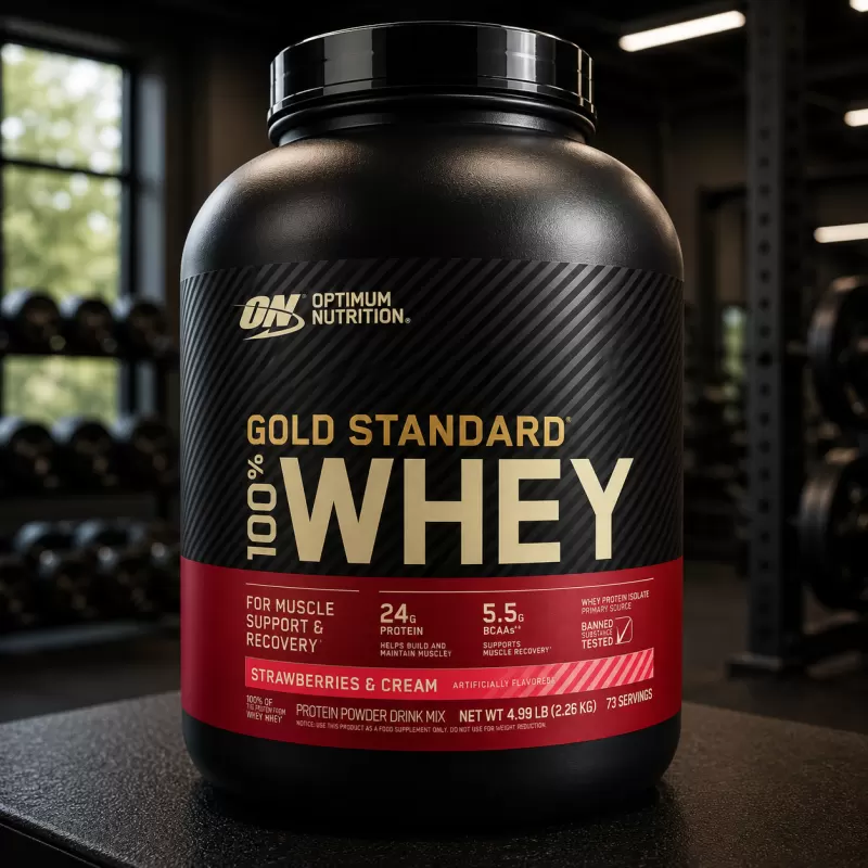 OPTIMUM NUTRITION GOLD STANDARD 100 WHEY STRAWBERRY AND CREAM 4.99 LB/73 SERVIDAS