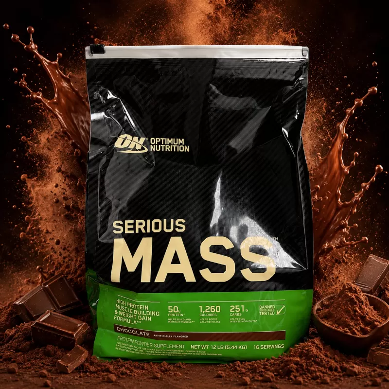 OPTIMUM NUTRITION SERIOUS MASS CHOCOLATE 12 LB/16 SERVIDAS