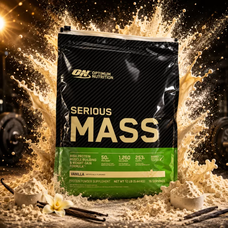 OPTIMUM NUTRITION SERIOUS MASS VAINILLA 12 LB/16 SERVIDAS