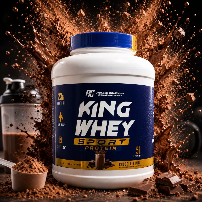RONNIE COLEMAN KING WHEY SPORT PROTEIN CHOCOLATE MILK 5LB /51 SERVIDAS